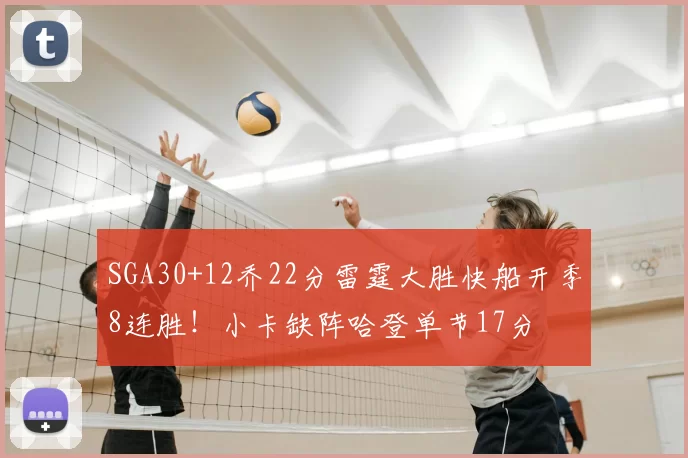 SGA30+12乔22分雷霆大胜快船开季8连胜!小卡缺阵哈登单节17分